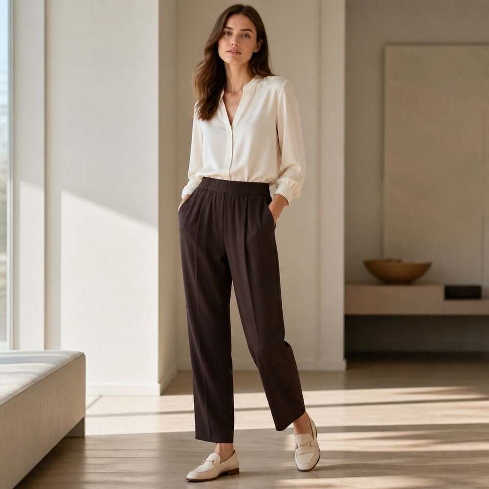 Croft & Barrow Brown Pull-On Pleated Trousers Size 18W
